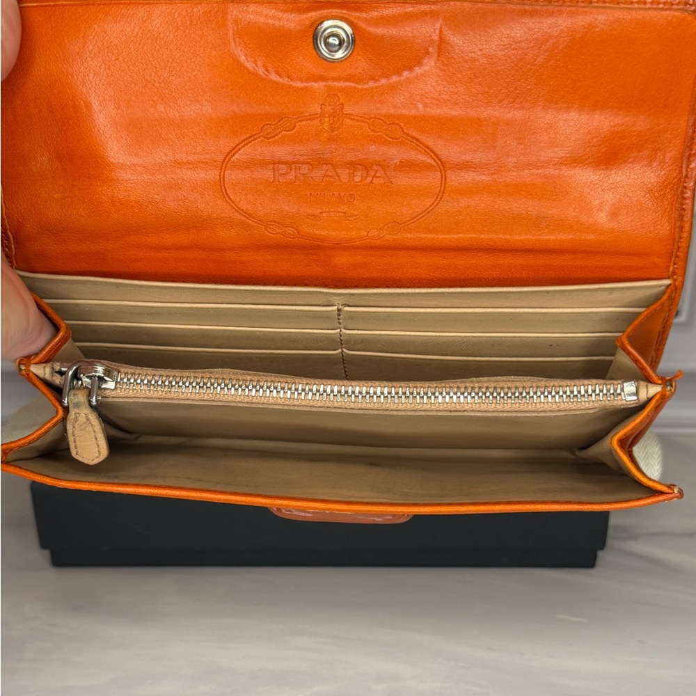 Prada City Calf Leather Long Wallet | Aragošta Brown | Full Inclusion - Picture 8 of 12